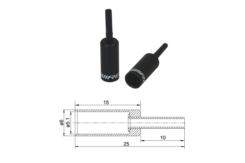 BOT060BJ koncovka bowdenu s ochranou, Al, 5mm, čierna