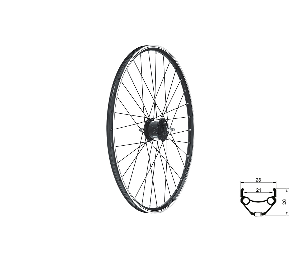 Zapletené koleso predné KLS DRAFT Dynamo V-brake, 28/29", black