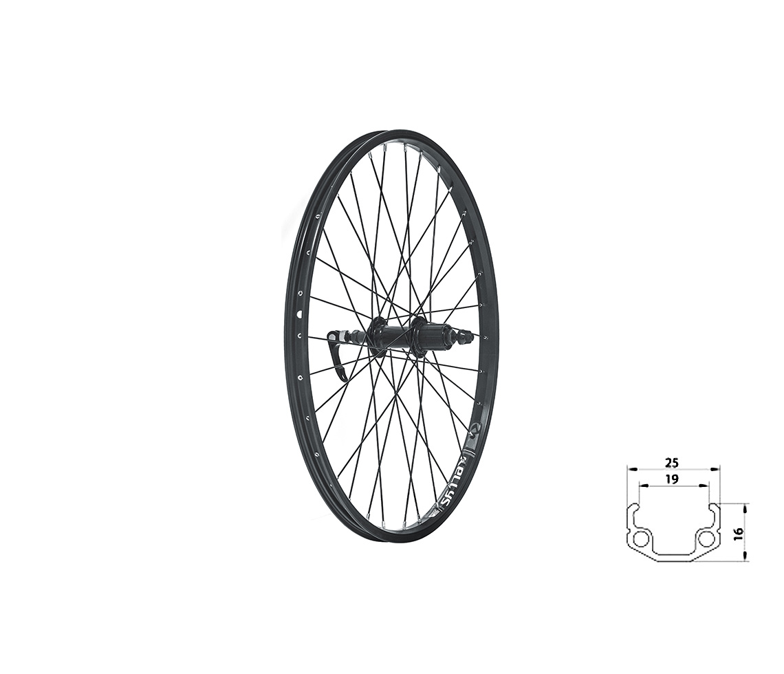 Zapletené koleso zadné KLS WASPER CASSETTE V-brake R, 24", black
