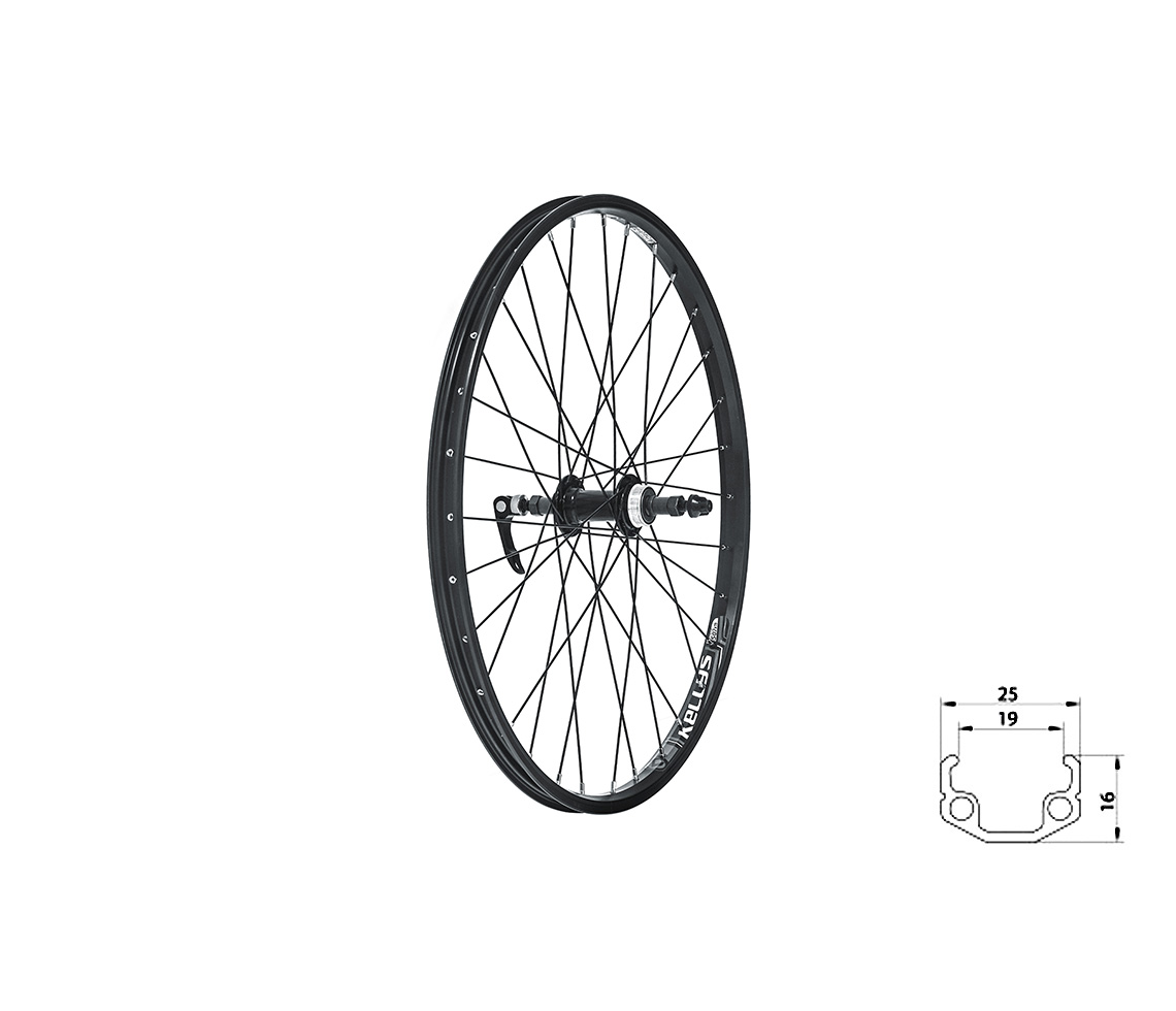 Zapletené koleso zadné KLS WASPER FREEWHEEL V-brakeR, 24", black