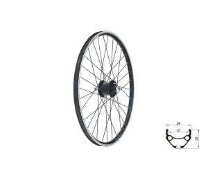 Zapletené koleso predné KLS DRAFT Dynamo V-brake, 26", black