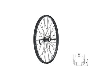 Zapleten koleso zadn KLS WASPER FREEWHEEL V-brakeR, 24", black