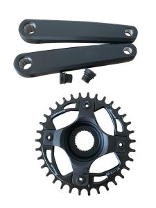 Crankset Delta 170Q:8 (L+R) Isis Black mate w/34T CF3D w/GXU Spider CL53 w/M15
