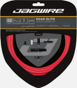 Jagwire radiaca sada laniek a bowdenov RCK404 red na cestn� bicykle