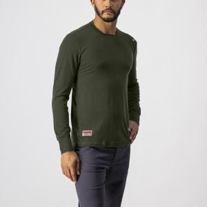 Castelli 20580 MERINO LS TEE 075 vojensk zelen -M