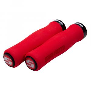 SRAM Locking gripy tvarované penové 129mm červené s čiernou objímkou a s koncovkami 