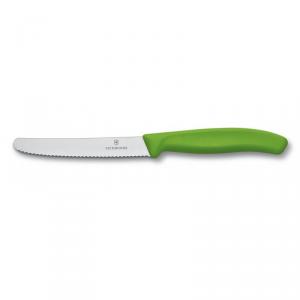 Nož na paradajky Victorinox 6.7836.L114 klobásku SwissClassic zúbkové ostrie 11cm, zelený