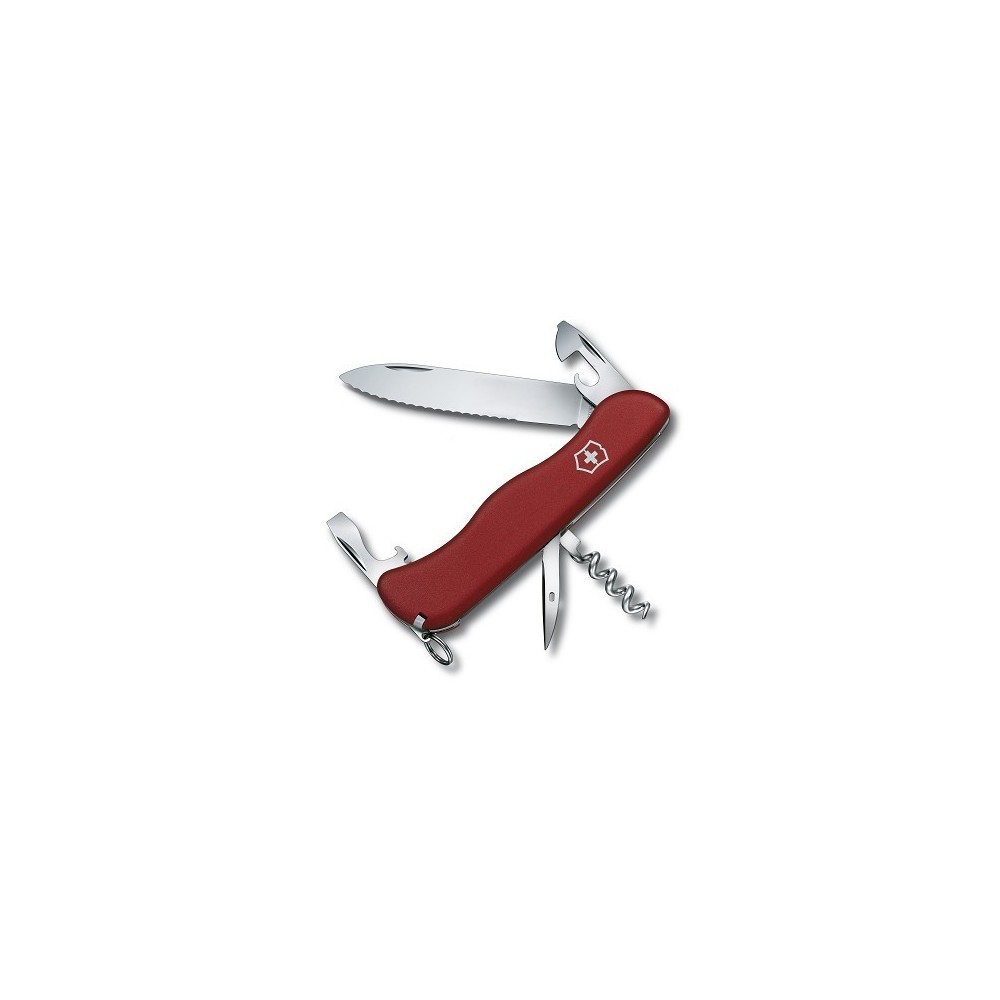 Nôž s poistkou Victorinox PICKNICKER, červený zúbkovaná čepeľ - E-shop .